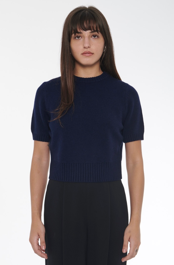 Elsie Short Sleeve Sweater in Navy