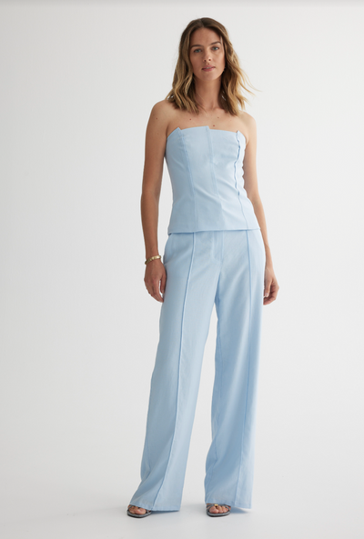 Wide Leg Pant in Ice Blue