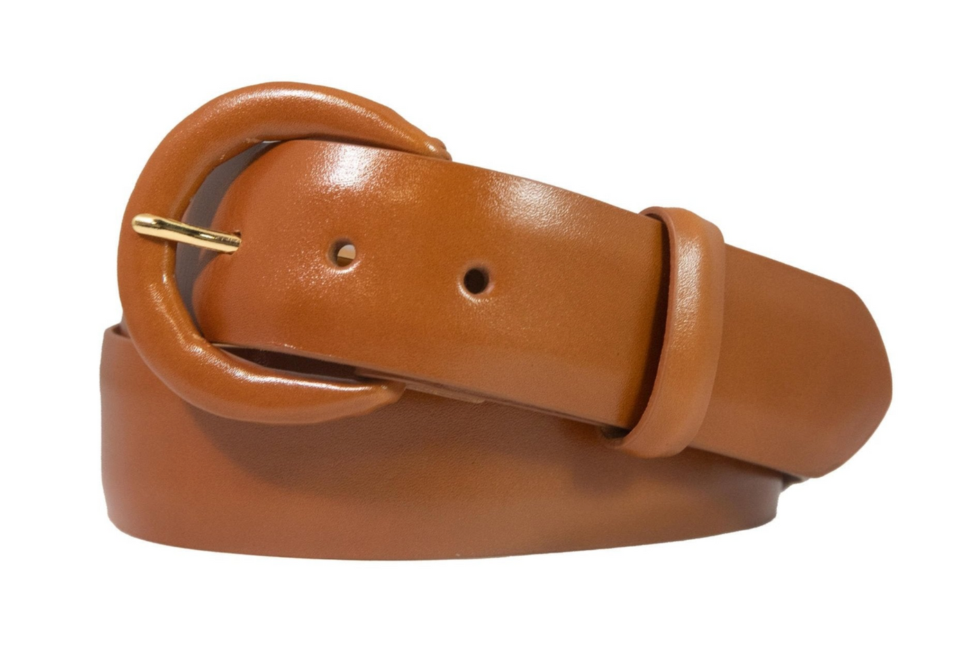 Monte Carlo Calf Belt with Covered Buckle in Cognac