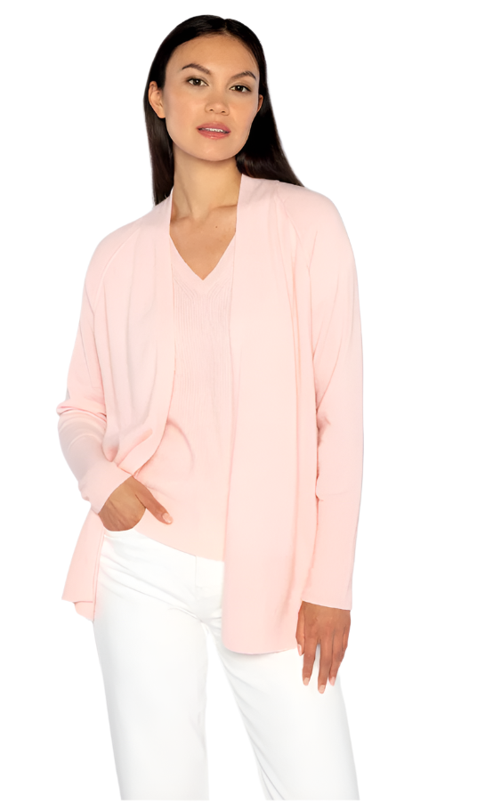 Rib Trim Cardigan in Blush