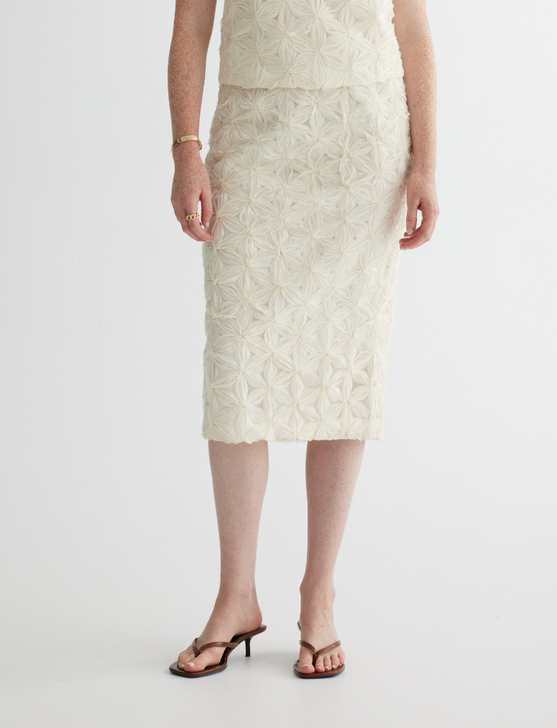 Fancy Fleur Pencil Skirt in Vanilla Floral