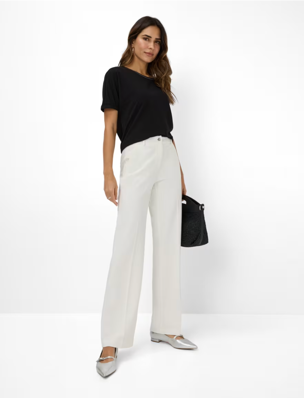 Maine Wide Leg Jersey Palazzo Pant in Off-White