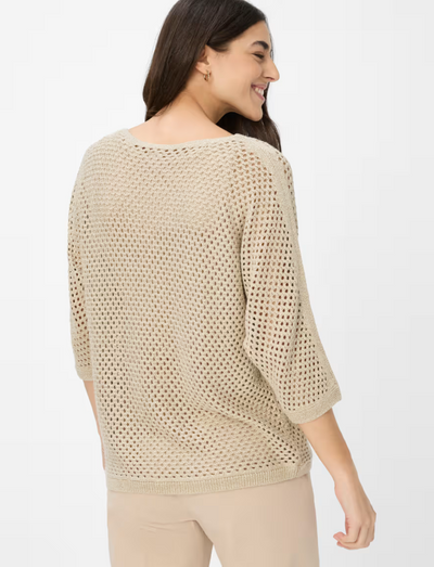 Emma Knit Lurex Sweater in Almond