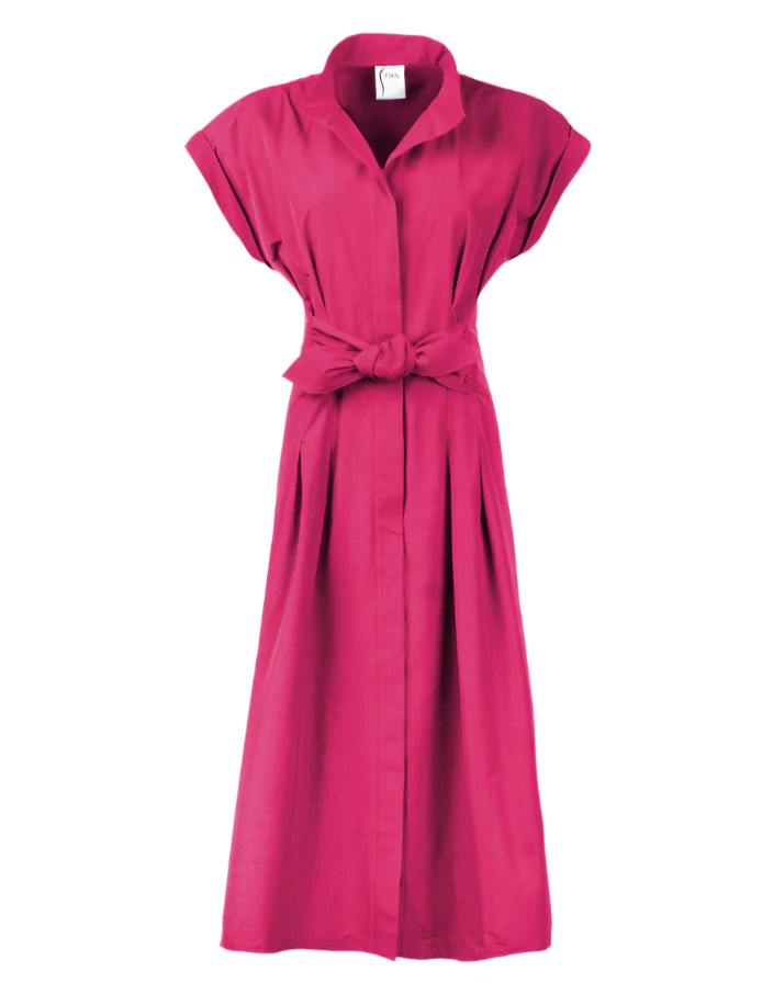 Long Rocky Tie Front Dress in Fuschia