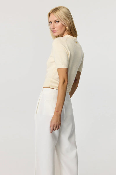 Elsie Short Sleeve Sweater in Ivory