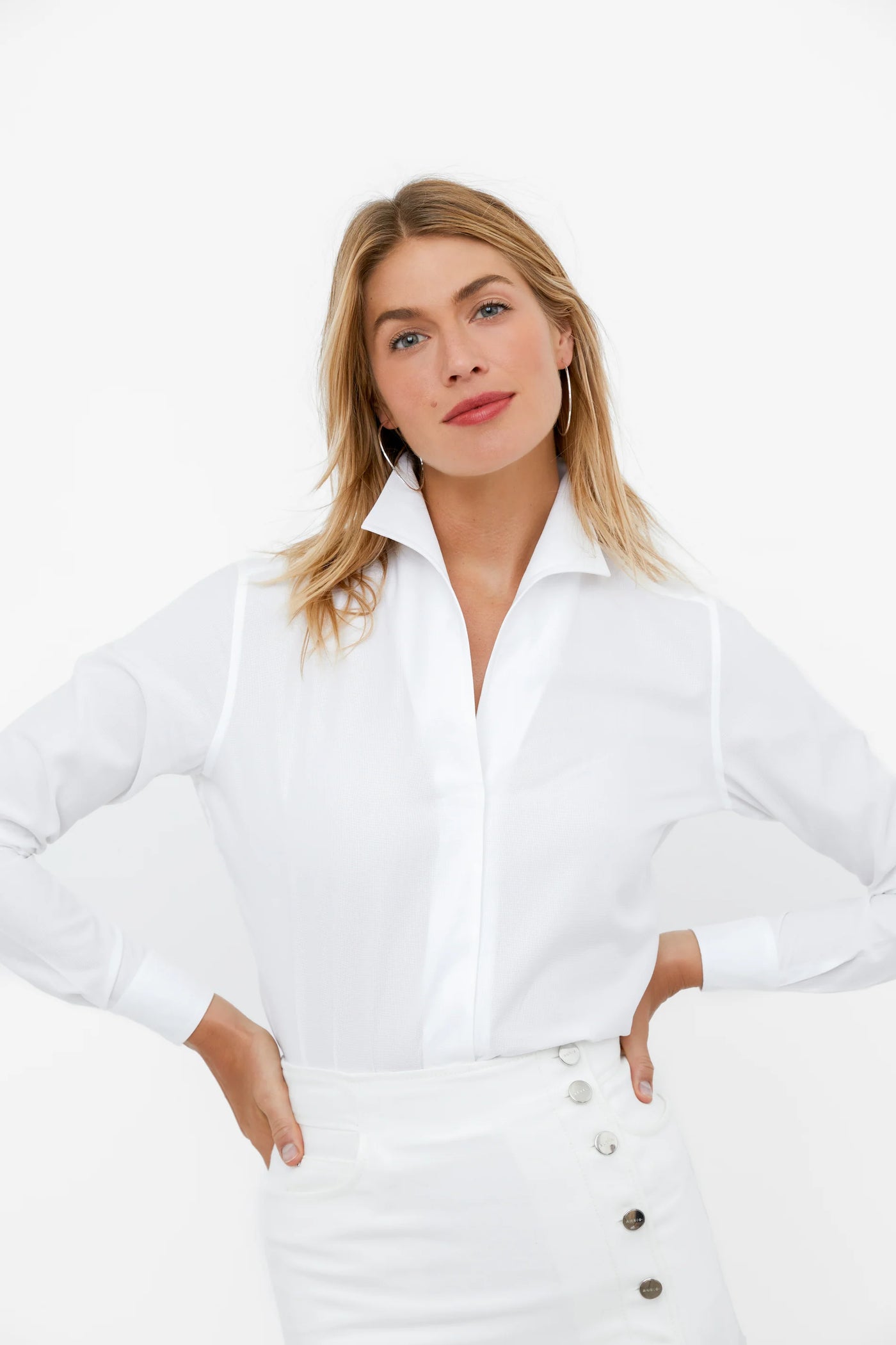 Signature: Pique-A-Boo Blouse in white