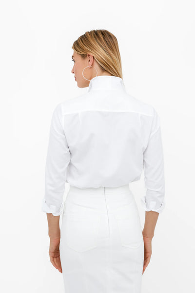 Signature: Pique-A-Boo Blouse in white