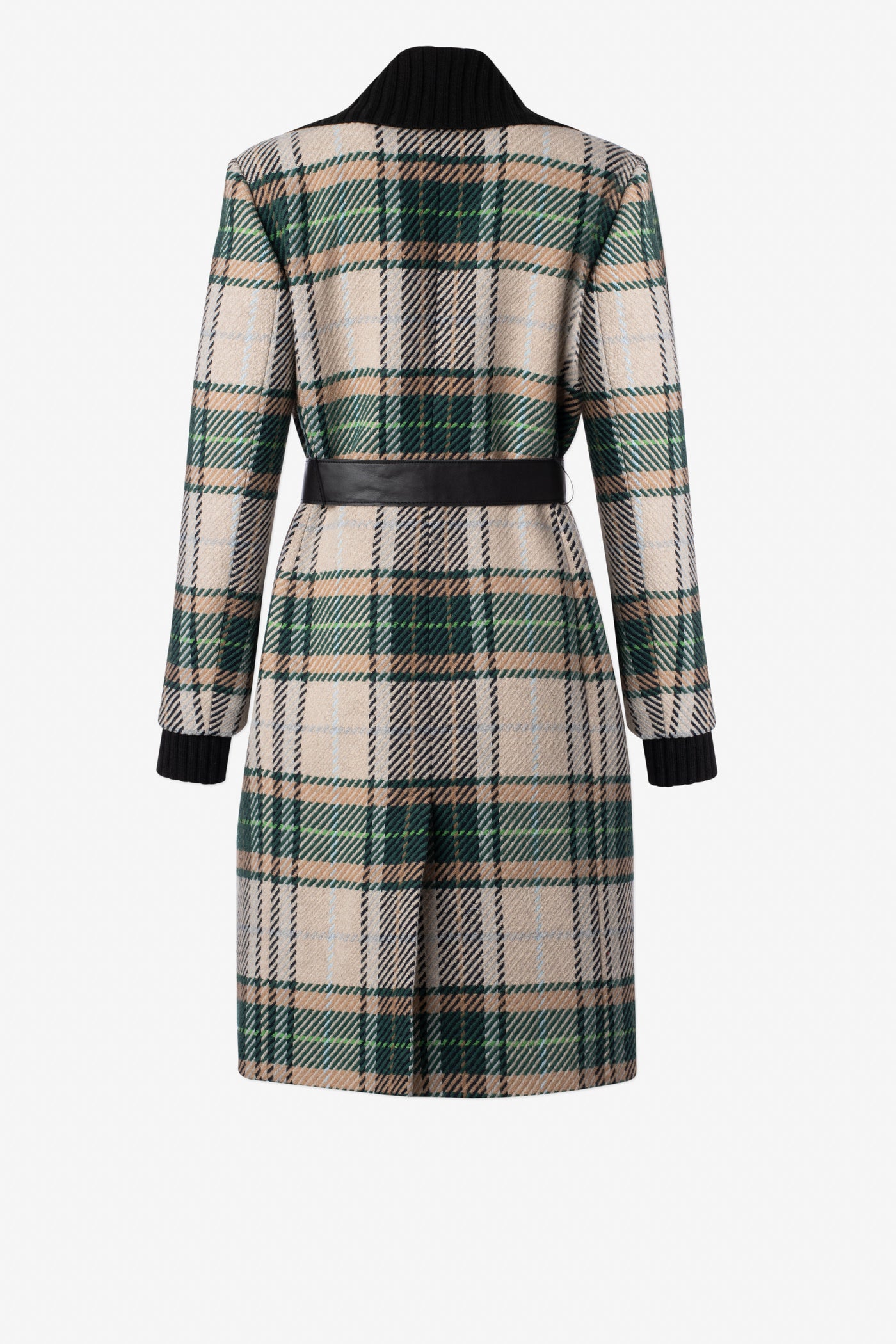 Long Plaid Coat in Green Plaid