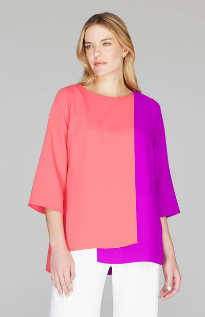 Layered Front Tunic in Coral/Magenta