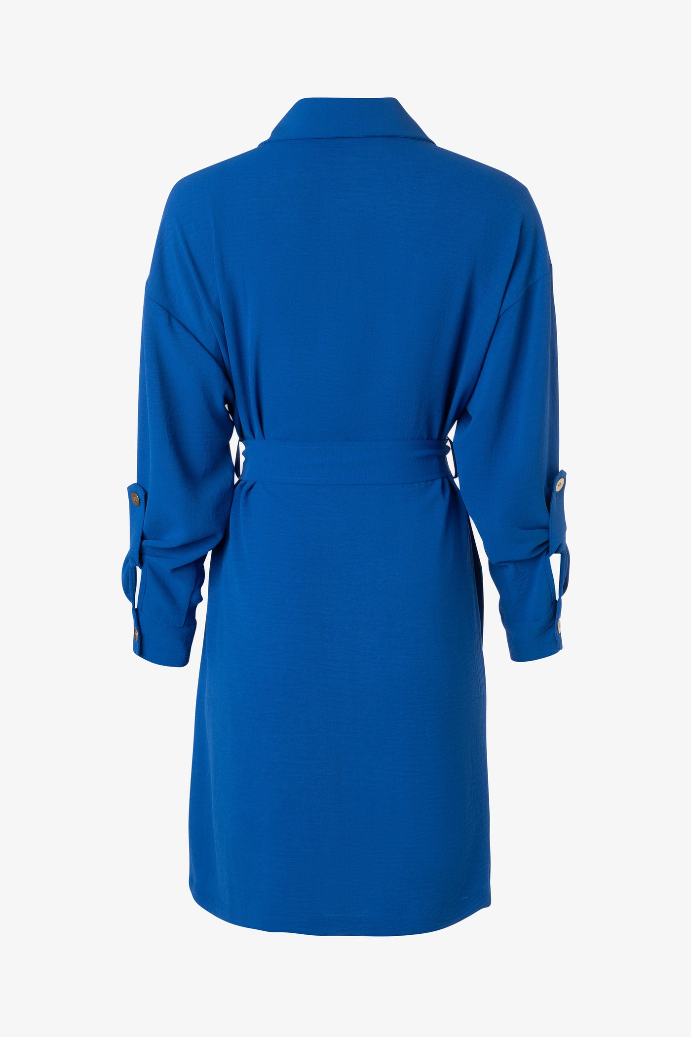 Button Down Dress with Front Patch Pockets in Cobalt