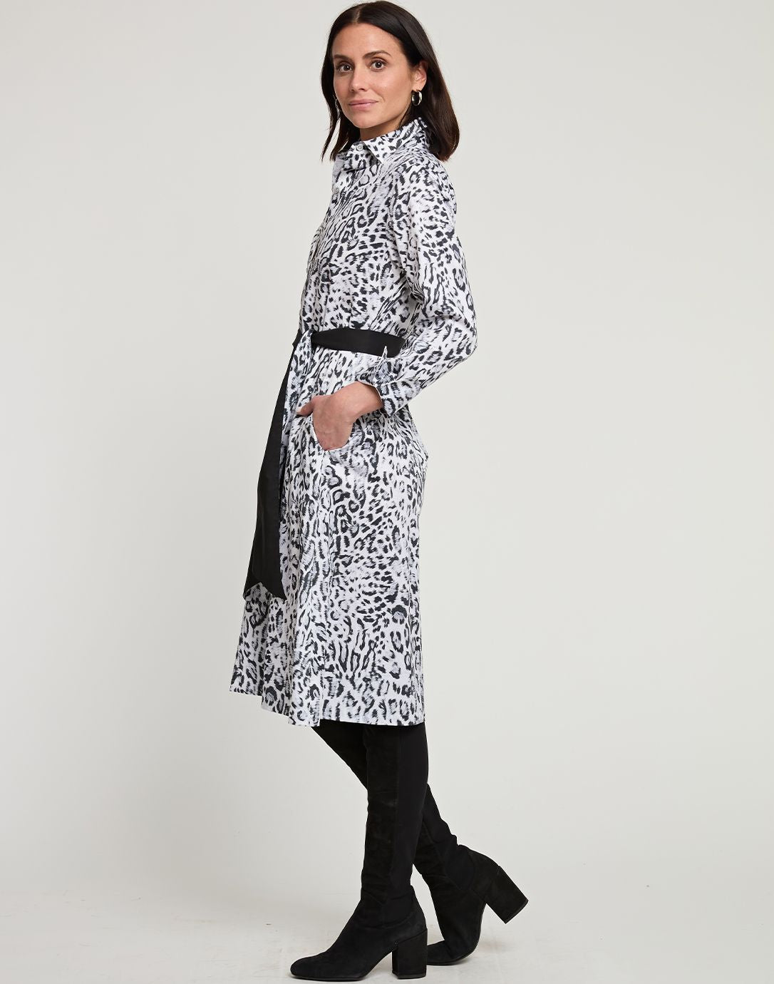 Long Sleeve Tamron Dress in Black/White