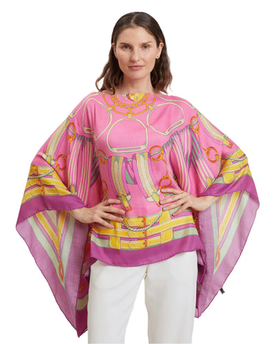 Cashmere Stirrups Poncho in Flamingo