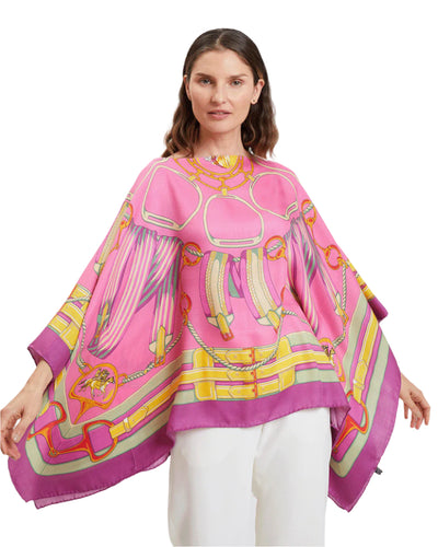 Cashmere Stirrups Poncho in Flamingo