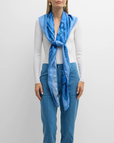 Cashmere Stirrups Scarf in Ocean Blue