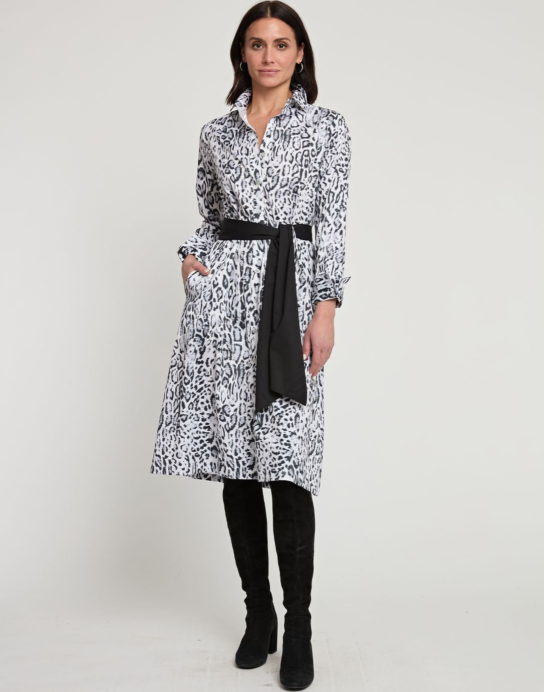 Long Sleeve Tamron Dress in Black/White