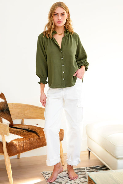 Fiona Double Gauze Shirt in Olive