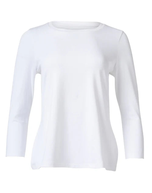 3/4 Sleeve Jewel Neck Top in White