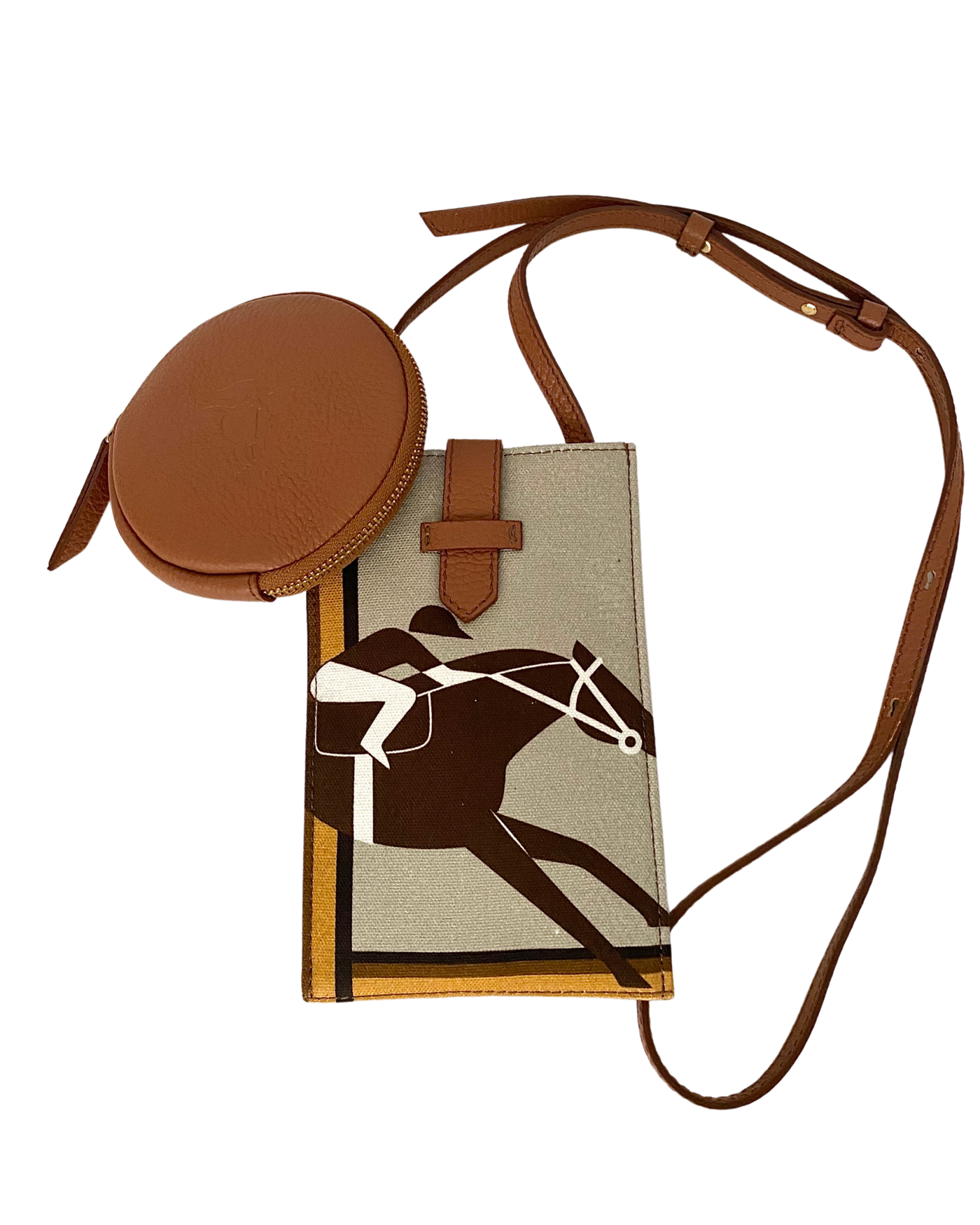 Leather Jockey Telephone Set in Beige