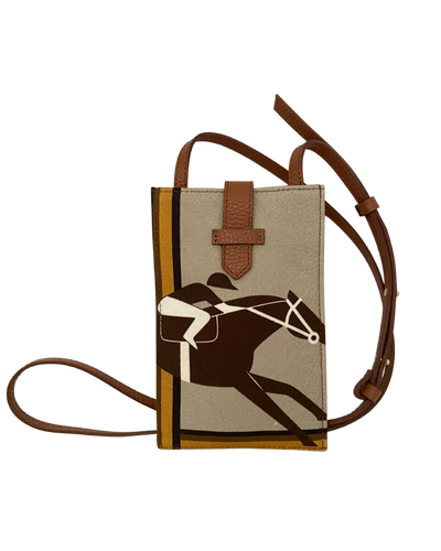 Leather Jockey Telephone Set in Beige