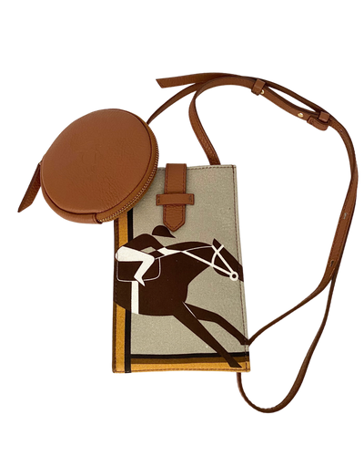 Leather Jockey Telephone Set in Beige