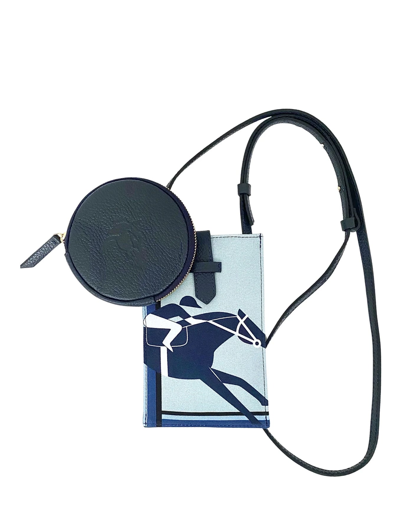 Leather Jockey Telephone Set in Navy