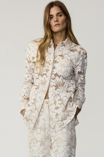 Riley Boyfriend Shirt in Ivory/Natural